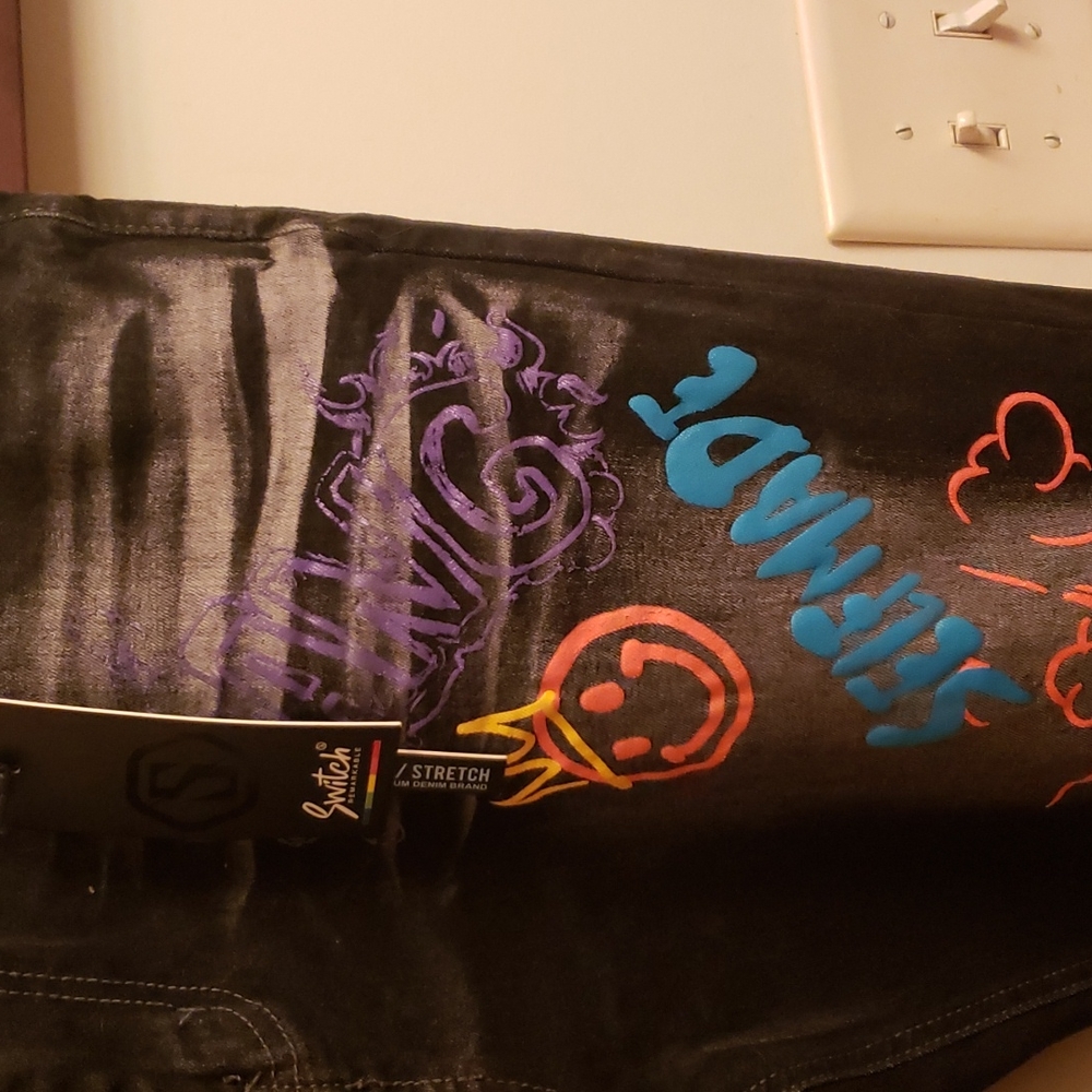 NEW MEN SWITCH- STONES  PAINT DENIM JEANS - Picture 3 of 9